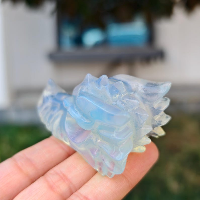 2.8" Natural Opalite Carved Dragon，Opalite Dragon Head Carving,Opalite Dragon，Home Decor，Healing Figurine，gifts