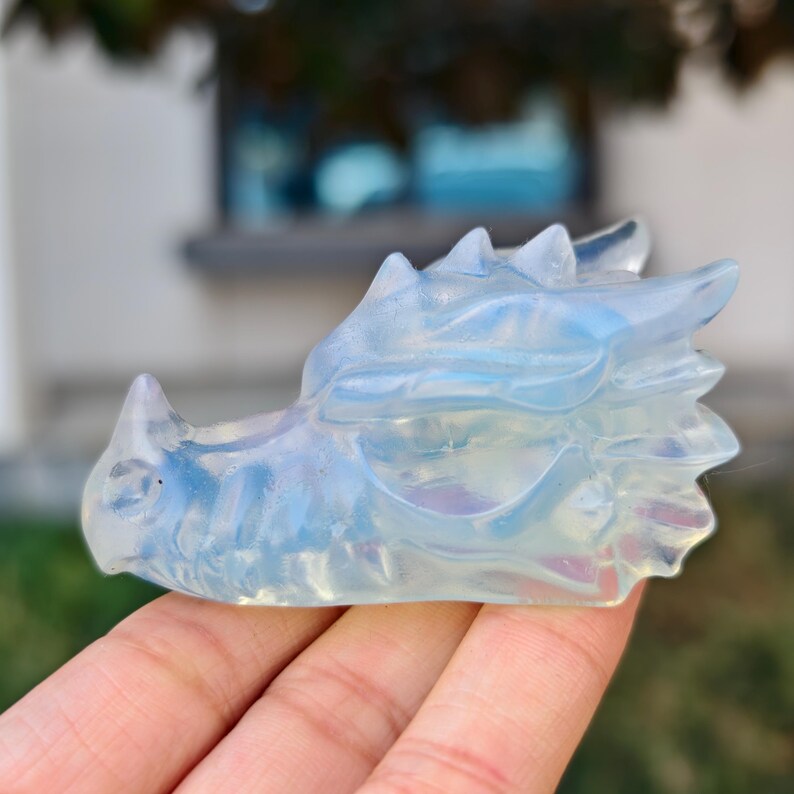 2.8" Natural Opalite Carved Dragon，Opalite Dragon Head Carving,Opalite Dragon，Home Decor，Healing Figurine，gifts