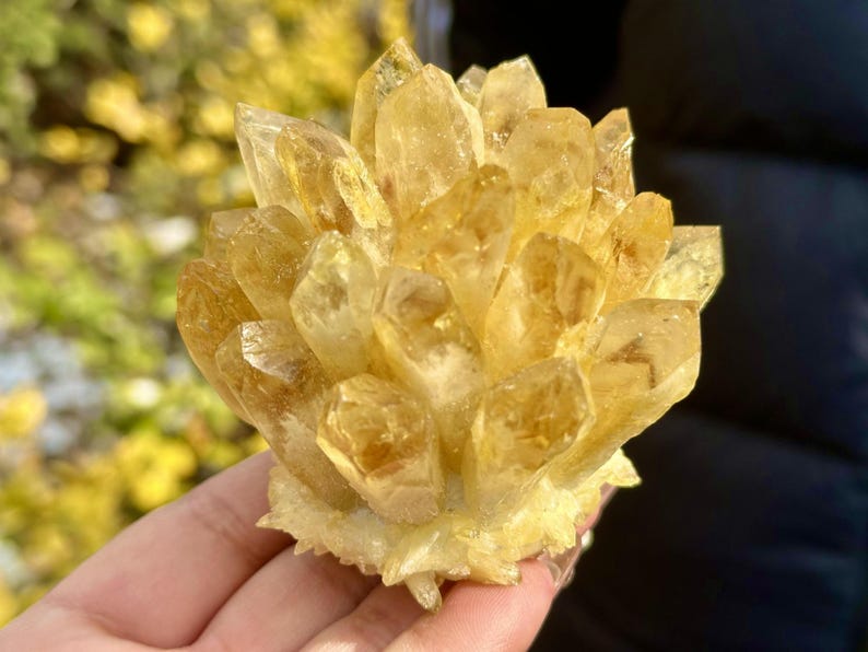 400g+ Natural Citrine quartz Cluster Crystal,yellow Quartz Point VUG,Home Decor,Energy Crystal,Reiki healing,Carved Cluster,Crystal gift 1PC