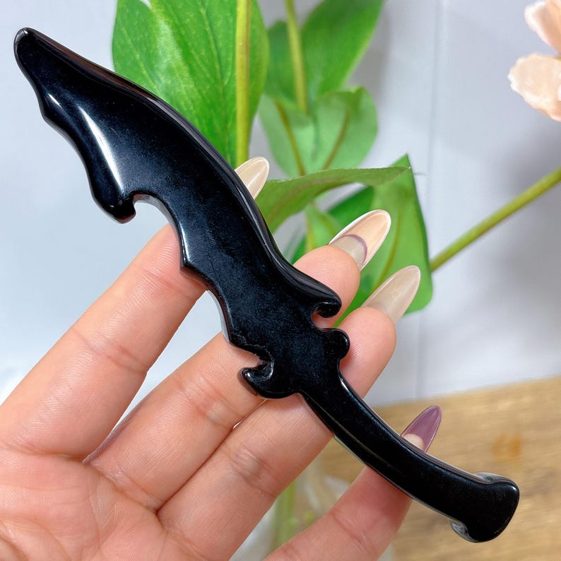 5" Natural Obsidian Knife,Crystal Hand-Carved Knife,Quartz Crystal Knife,,Crystal Dagger,Home Decoration,Reiki Healing,Crystal Gifts