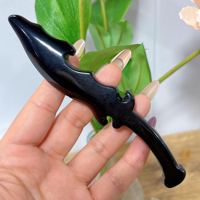 5" Natural Obsidian Knife,Crystal Hand-Carved Knife,Quartz Crystal Knife,,Crystal Dagger,Home Decoration,Reiki Healing,Crystal Gifts