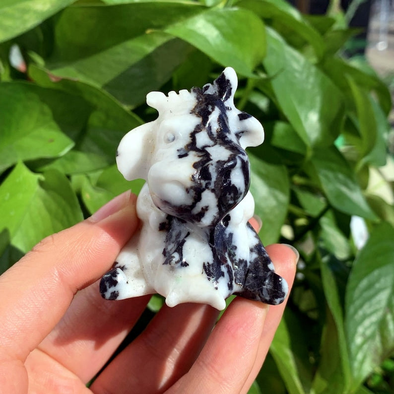 2.1" Natural Zebra Stone Cow,Quartz Cow,Crystal Cow,Crystal Animal,Cow Sculpture,Crystal Heal,Home Decor,Crystal Gifts,Crystal chakra 1pc