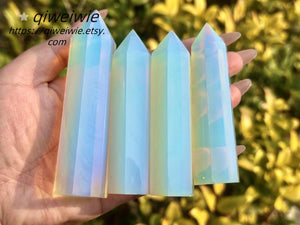 90-100mm Opalite Hand Carved Obelisk,Quartz Crystal Tower,Point Tower,Healing Crystal,Home Decoration,Crystal Gifts 1PC