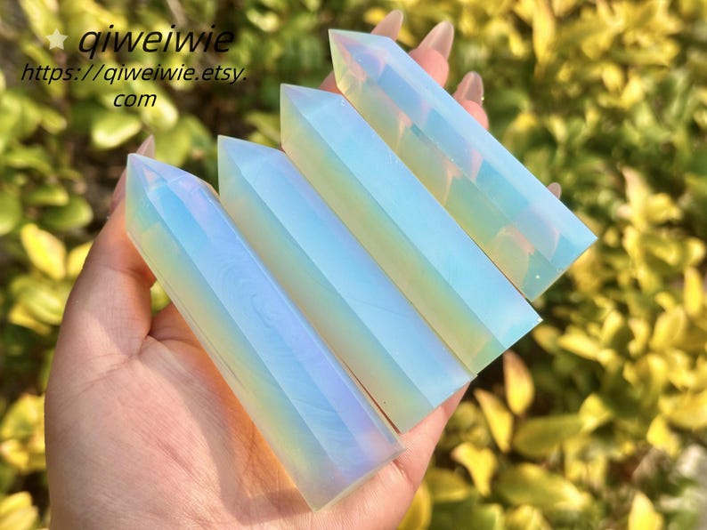 90-100mm Opalite Hand Carved Obelisk,Quartz Crystal Tower,Point Tower,Healing Crystal,Home Decoration,Crystal Gifts 1PC