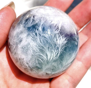 1PC Natural Feather Rainbow Fluorite Stone Sphere,High Quality Quartz Crystal Ball Carving,Reiki Healing Crystal,Home Decor,Energy Crystal