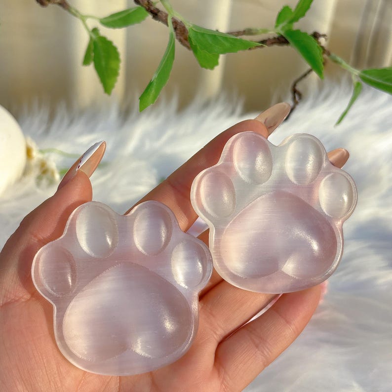 Natural Selenite Cat Paw,Quartz Crystal Paw,Crystal Animal,Reiki Healing,Home Decor,Crystal Gift,Mineral Specimen,Christmas Gift
