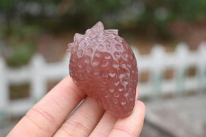 1.9" Natural strawberry quartz carved strawberry,Quartz Crystal Carved ,Crystal Heal Reiki,Home decoration,Crystal Sculpture,Crystal Gifts