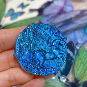 1PC Natural Labradorite Unicorn,Quartz Crystal Unicorn Pendant,Reiki Heal,Crystal Carving,Home Decor,Crystal Gift,Mineral Specimen