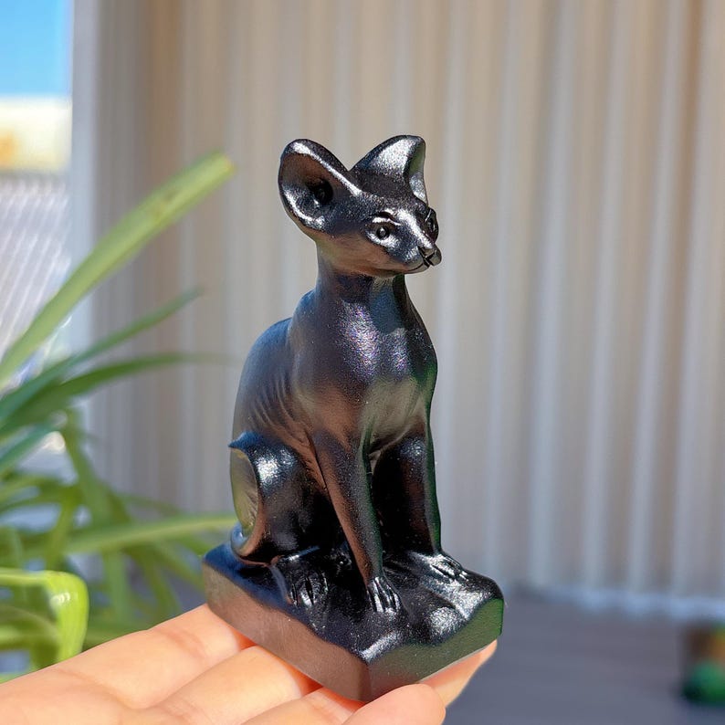 3.6" Natural Quartz Crystal Cat,Obsidian Cat,Opalite Cat,Mineral Specimen,Reiki heal,Crystal Gift,Crystal Energy,Crystal Animal,Collection