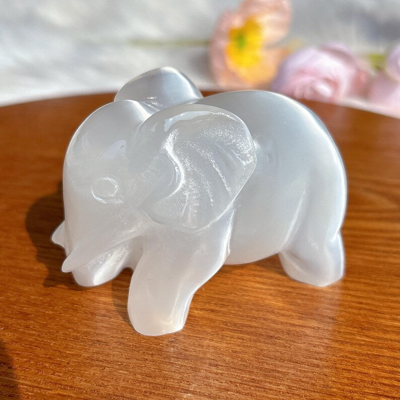 Natural Selenite Elephant,Quartz Crystal Elephant,Mineral Specimen,Selenite Meditation,Home Decor,Reiki Heal,Crystal Gifts
