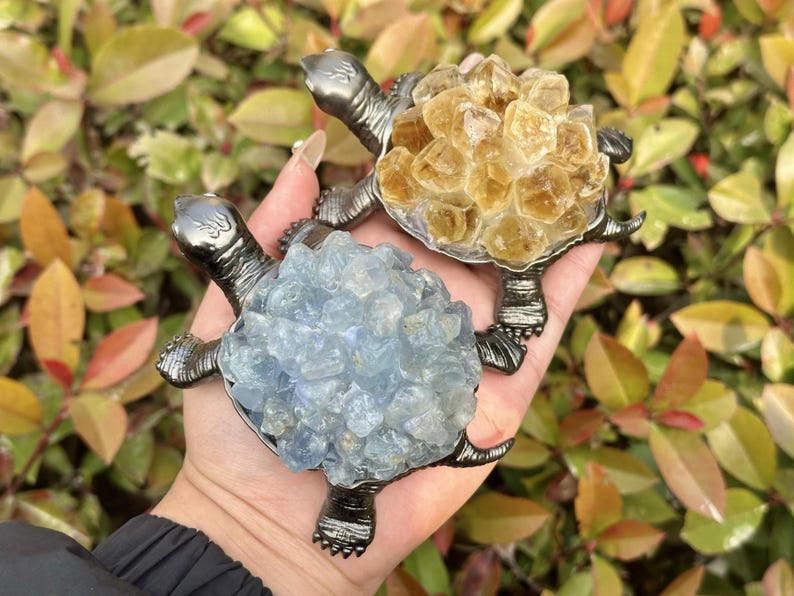 4.6" Natural Crystal Quartz Rough Turtle,Crystal Cluster Turtle,Hand Carved,Amethyst Energy Turtle,Crystal animal,Crystal Gifts 1PC