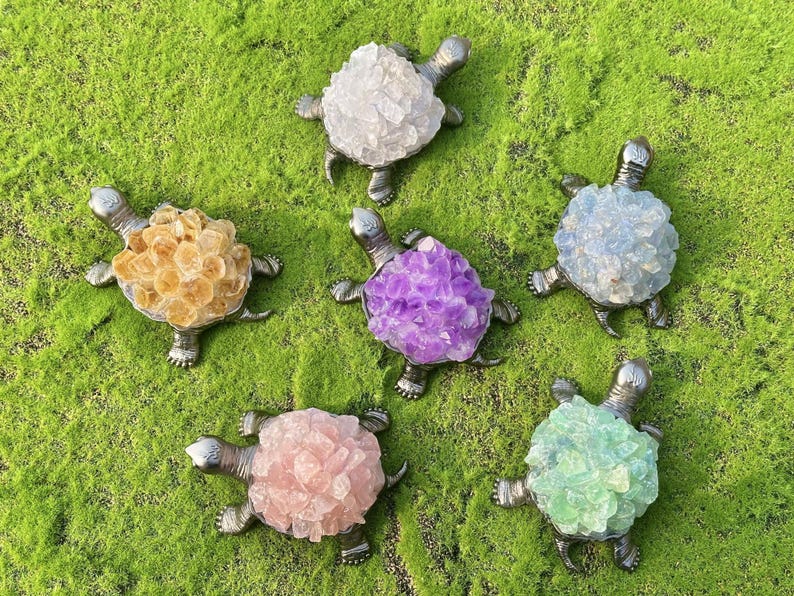 4.6" Natural Crystal Quartz Rough Turtle,Crystal Cluster Turtle,Hand Carved,Amethyst Energy Turtle,Crystal animal,Crystal Gifts 1PC