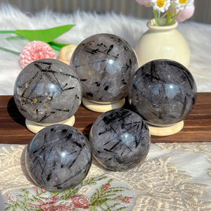 Natural Black Tourmaline Sphere,Quality Goods Quartz Crystal Ball,Mineral Specimen,Home DecorReiki Heal,Crystal Gifts,Prophecy Ball