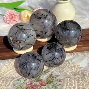 Natural Black Tourmaline Sphere,Quality Goods Quartz Crystal Ball,Mineral Specimen,Home DecorReiki Heal,Crystal Gifts,Prophecy Ball