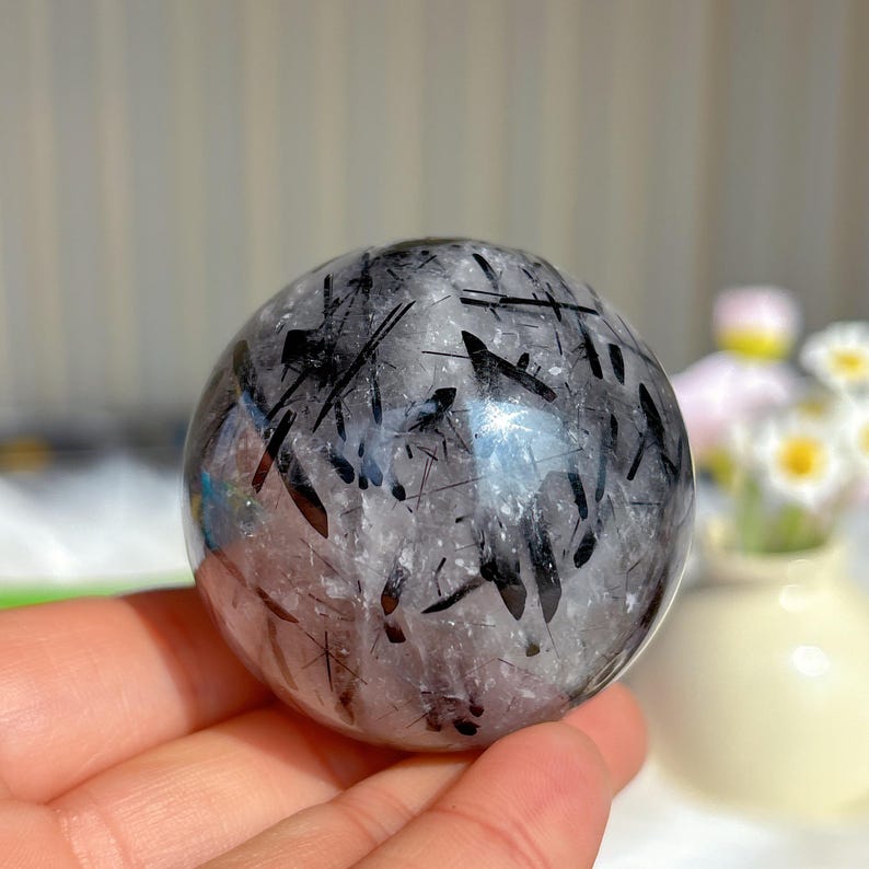 Natural Black Tourmaline Sphere,Quality Goods Quartz Crystal Ball,Mineral Specimen,Home DecorReiki Heal,Crystal Gifts,Prophecy Ball