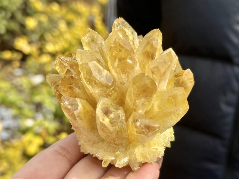 400g+ Natural Citrine quartz Cluster Crystal,yellow Quartz Point VUG,Home Decor,Energy Crystal,Reiki healing,Carved Cluster,Crystal gift 1PC