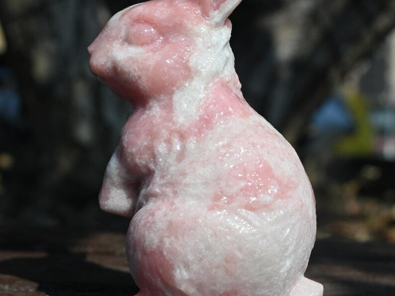 4'' Natural Pink Opalite Carved Rabbit, Crystal Skull ,Rabbit Carving, Crystal Healing Decor, Home Decor, Crystal gift 1PC