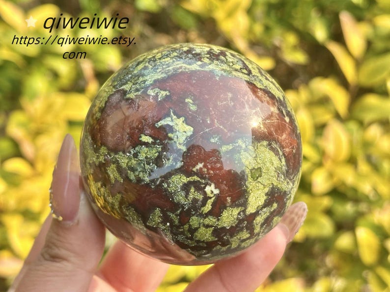 5CM+ Natural Dragon blood stone Sphere,Quartz Crystal Ball,Dragon blood stone ball by hand,Crystal Healing Divination ball,Crystal Gifts 1PC