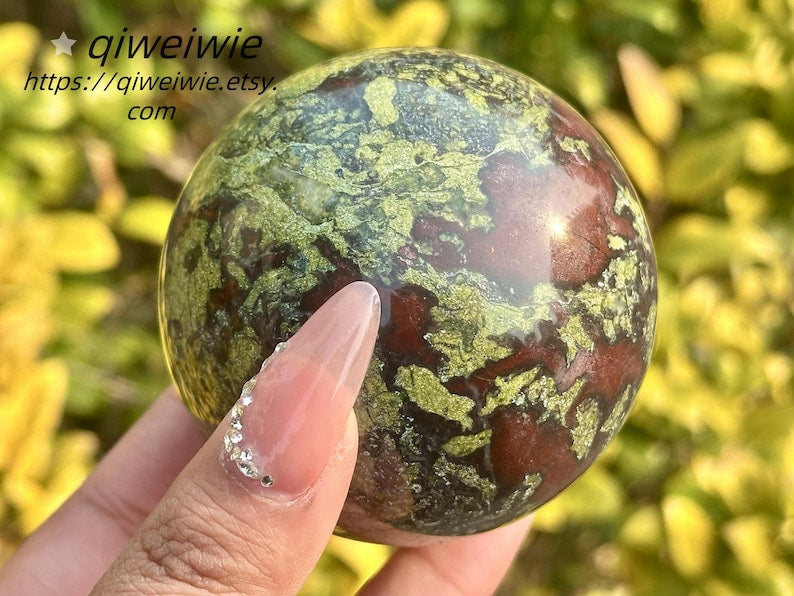 5CM+ Natural Dragon blood stone Sphere,Quartz Crystal Ball,Dragon blood stone ball by hand,Crystal Healing Divination ball,Crystal Gifts 1PC