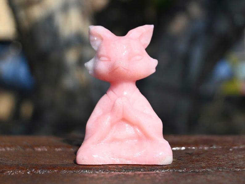 2.2'' Natural Pink opal Fox，Crystal fox, Quartz crystal，Animal skull，crystal carved，crystal skull，Halloween gift，healing stone 1PC