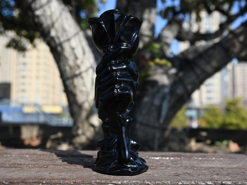 5.6'' Natural Obsidian decor，Crystal rose statue，Rose flower carving，Desktop Decor，Crystal gift，Home decor，Crystal ornament，Reiki healing