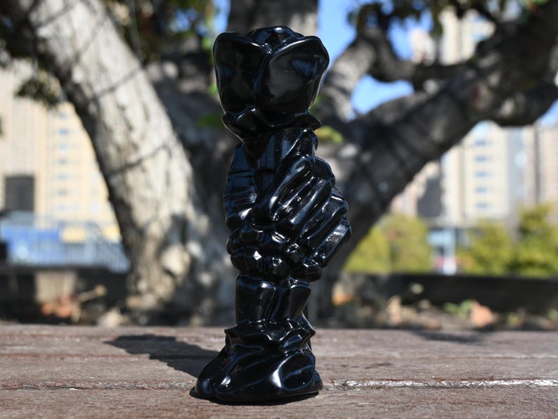 5.6'' Natural Obsidian decor，Crystal rose statue，Rose flower carving，Desktop Decor，Crystal gift，Home decor，Crystal ornament，Reiki healing