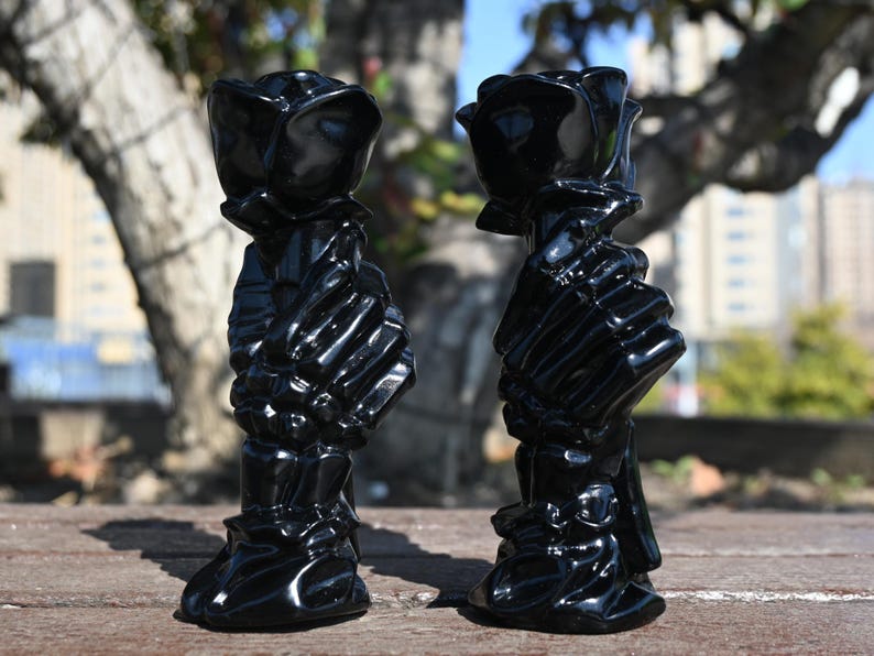 5.6'' Natural Obsidian decor，Crystal rose statue，Rose flower carving，Desktop Decor，Crystal gift，Home decor，Crystal ornament，Reiki healing