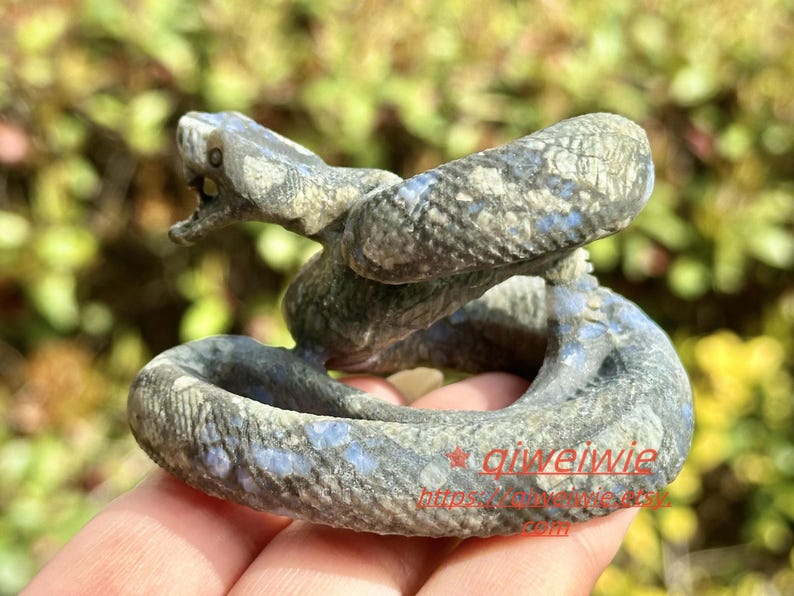 2.8" Natural Llanite Hand Carved Snake,Crystal quartz Skull,Snake Carving,Energy crystal,Reiki healing,Home Decor,Crystal gifts 1PC