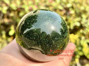 1PC 50mm+Green Gold Sand Sphere,Quartz Crystal,Crystal Ball Carving,Reiki Healing Crystal,Home Decor,Energy Crystal,Crystal gifts 1PC