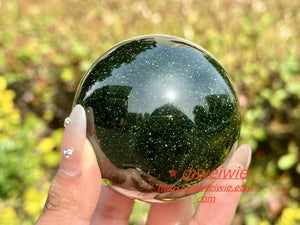 1PC 50mm+Green Gold Sand Sphere,Quartz Crystal,Crystal Ball Carving,Reiki Healing Crystal,Home Decor,Energy Crystal,Crystal gifts 1PC