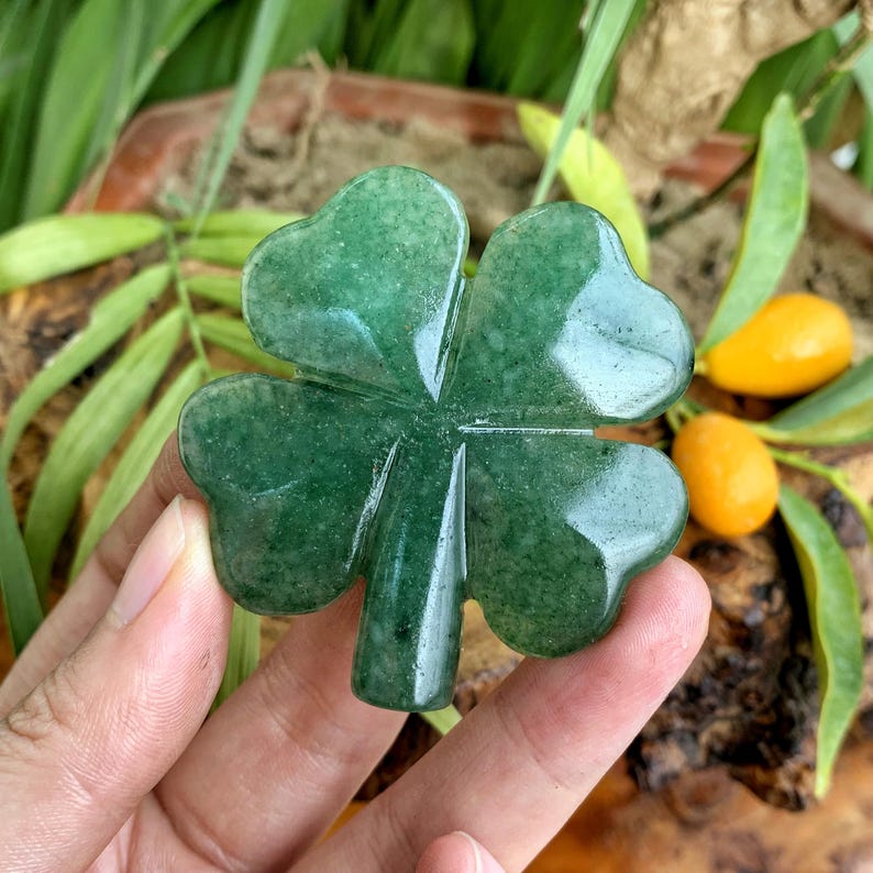 2" Natural Aventurine Four Leaf Clover,Crystal Four Leaf Clover,Crystal Plant,Mineral Specimen,Home Decor,Reiki Healing,Crystal Gifts