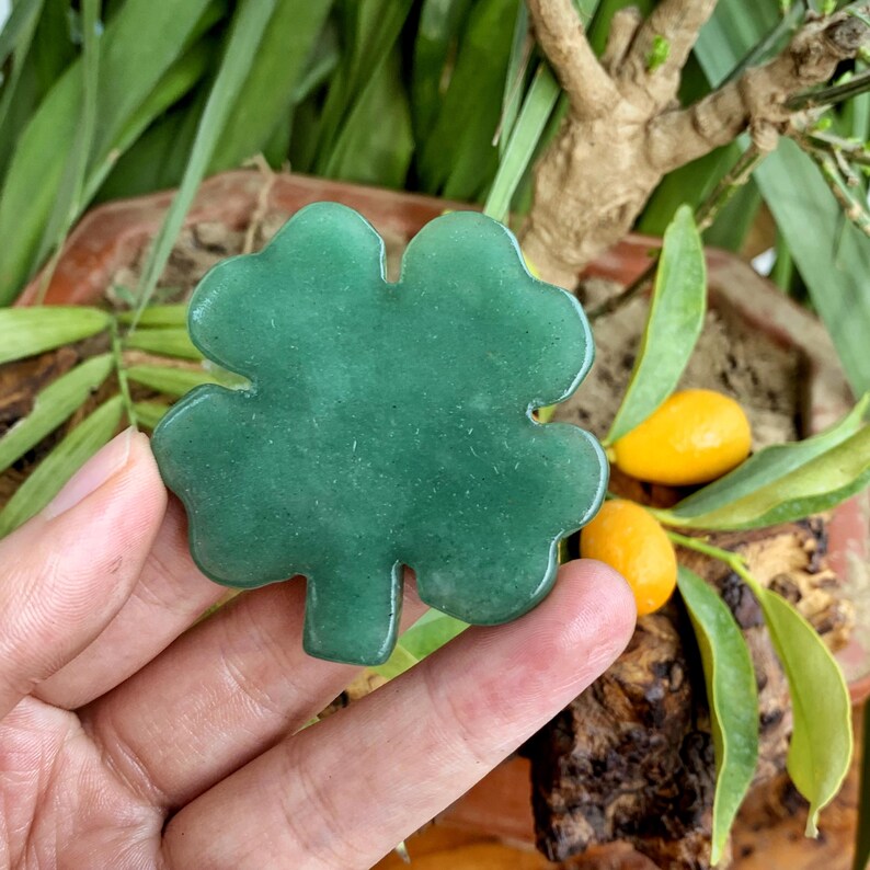 2" Natural Aventurine Four Leaf Clover,Crystal Four Leaf Clover,Crystal Plant,Mineral Specimen,Home Decor,Reiki Healing,Crystal Gifts