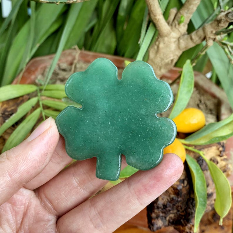 2" Natural Aventurine Four Leaf Clover,Crystal Four Leaf Clover,Crystal Plant,Mineral Specimen,Home Decor,Reiki Healing,Crystal Gifts