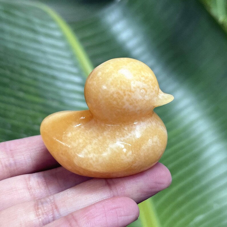 1.7'' Natural Yellow Calcite Duck, Quartz Crystal Duck, Gemstone Duck, Crystal Energy, Home Decoration, Reiki Healing, Crystal Gifts