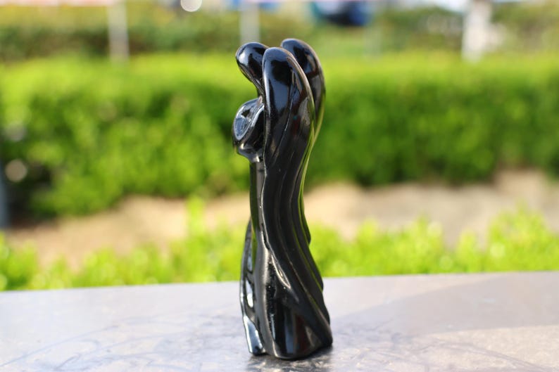 4" Natural obsidian angel, Quartz Crystal Carved,Crystal Heal Reiki, Home decoration, Crystal Gifts