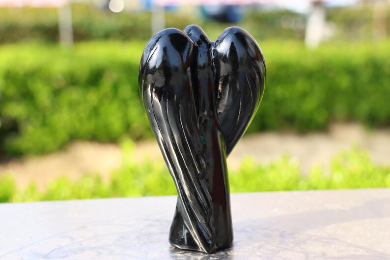 4" Natural obsidian angel, Quartz Crystal Carved,Crystal Heal Reiki, Home decoration, Crystal Gifts