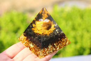 2.2'' Tiger's Eye Stone Organite Pyramid, Crystal Heal Reiki,Home decoration,Resin Pyramid, Mineral,Crystal Gifts