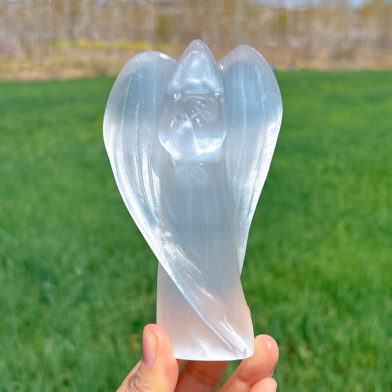 5.3" Natural Selenite Goddess Angel,Quartz Crystal Angel,Mineral Specimen,Reiki healing,Energy Crystal,Crystal Gift,Decor,Crystal Sculpture
