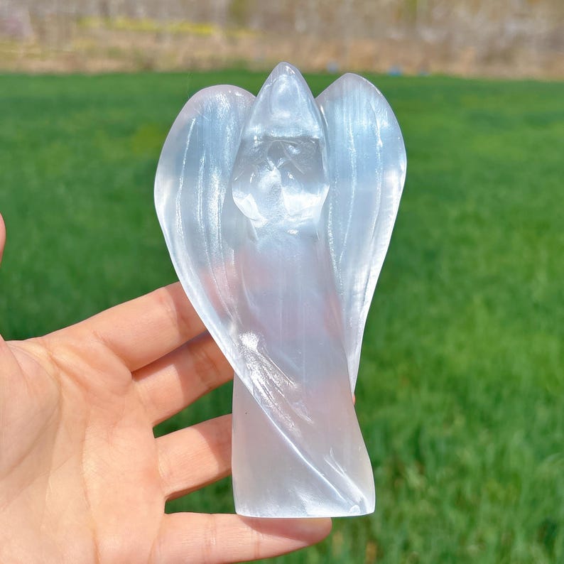 5.3" Natural Selenite Goddess Angel,Quartz Crystal Angel,Mineral Specimen,Reiki healing,Energy Crystal,Crystal Gift,Decor,Crystal Sculpture