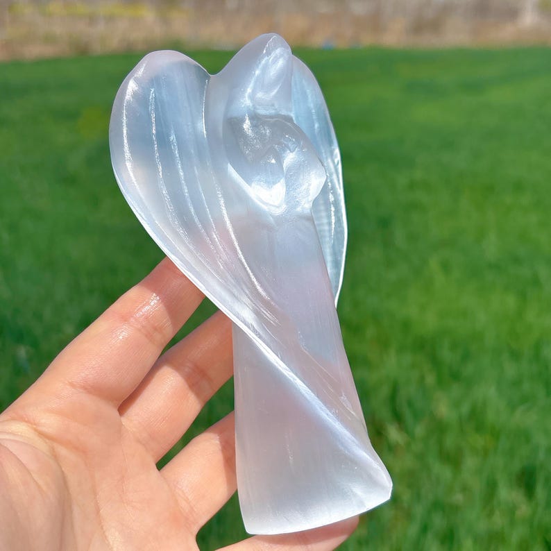 5.3" Natural Selenite Goddess Angel,Quartz Crystal Angel,Mineral Specimen,Reiki healing,Energy Crystal,Crystal Gift,Decor,Crystal Sculpture
