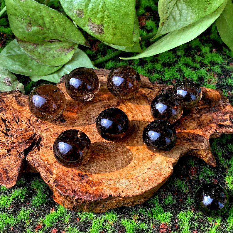 2-3cm+ Natural Smoky Quartz Ball,Quartz Ball,Gemstone Sphere,Crystal Sphere,Divination Crystal Ball,Home Decor,Reiki Heal,Crystal Gifts 1pc