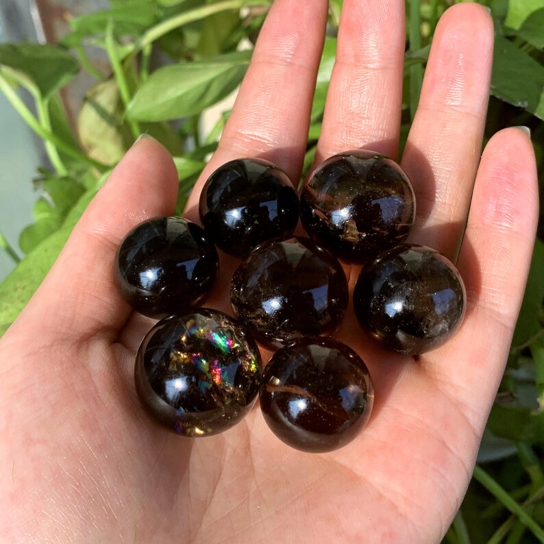 2-3cm+ Natural Smoky Quartz Ball,Quartz Ball,Gemstone Sphere,Crystal Sphere,Divination Crystal Ball,Home Decor,Reiki Heal,Crystal Gifts 1pc