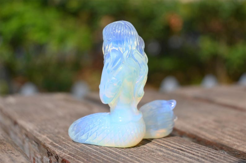 3.8" Hand carved opalite mermaid ,Quartz Crystal Carved ,Crystal Heal Reiki,Home decoration,Crystal Sculpture,Mineral,Crystal Gifts