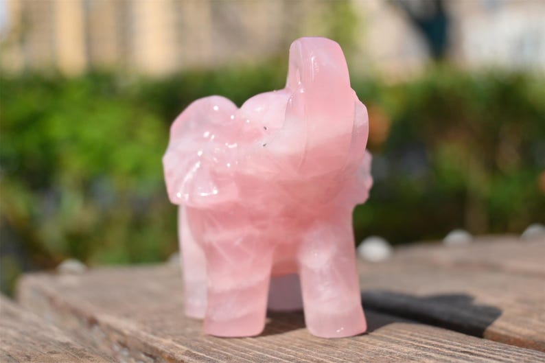 4" Natural rose quartz Elephant,Quartz Crystal Carved ,Crystal Heal Reiki,Home decoration,Crystal Sculpture,Mineral,Crystal Gifts