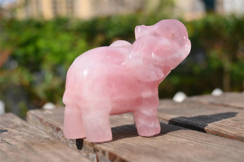 4" Natural rose quartz Elephant,Quartz Crystal Carved ,Crystal Heal Reiki,Home decoration,Crystal Sculpture,Mineral,Crystal Gifts