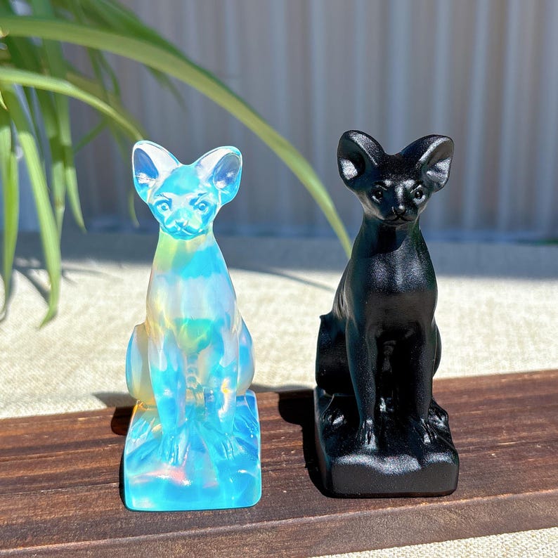3.6" Natural Quartz Crystal Cat,Obsidian Cat,Opalite Cat,Mineral Specimen,Reiki heal,Crystal Gift,Crystal Energy,Crystal Animal,Collection