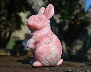 4'' Natural Pink Opalite Carved Rabbit, Crystal Skull ,Rabbit Carving, Crystal Healing Decor, Home Decor, Crystal gift 1PC