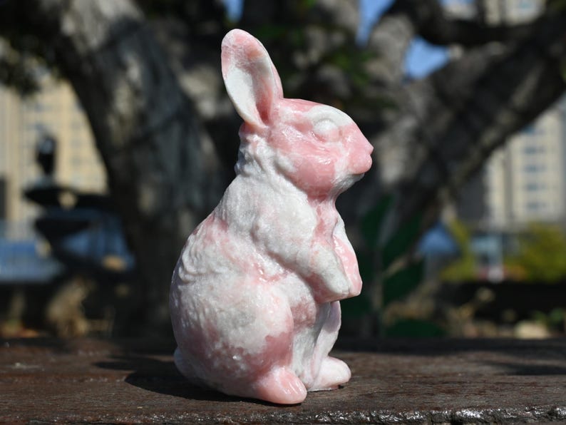 4'' Natural Pink Opalite Carved Rabbit, Crystal Skull ,Rabbit Carving, Crystal Healing Decor, Home Decor, Crystal gift 1PC