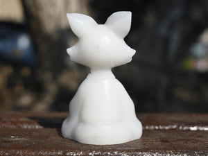 2.2'' Natural White jade Fox，Crystal fox, Quartz crystal，Animal skull，crystal carved，crystal skull，Halloween gift，healing stone 1PC