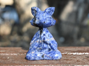 2.2'' Natural Sodalite Fox，Crystal fox, Quartz crystal，Animal skull，crystal carved，crystal skull，Halloween gift，healing stone 1PC